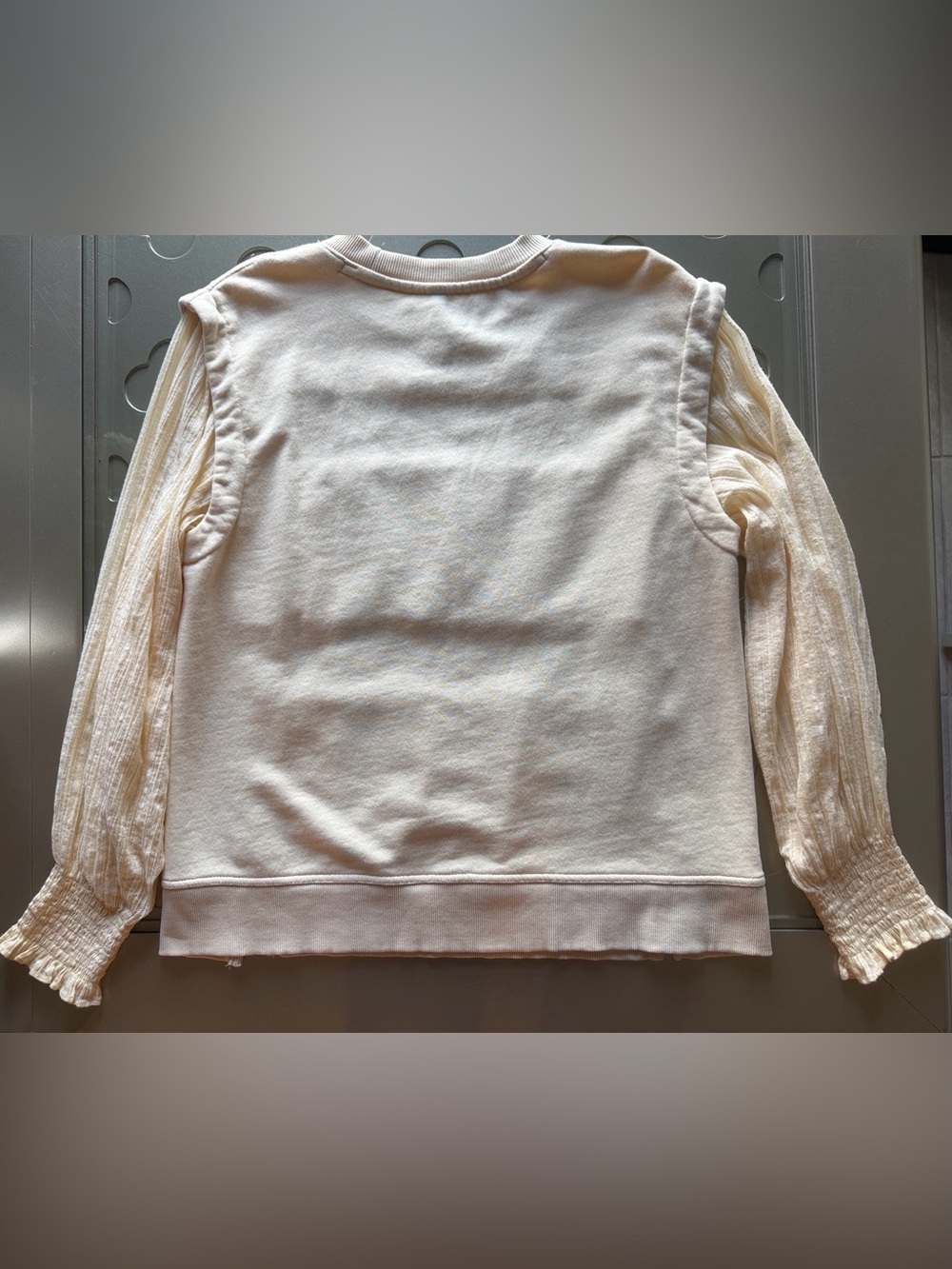 By ANTHROPOLOGIE Floral Cutwork Pullover Cream Top Womens Size Medium - Picture 11 of 15